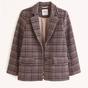 Abercrombie & Fitch Wool Blend Plaid Blazer